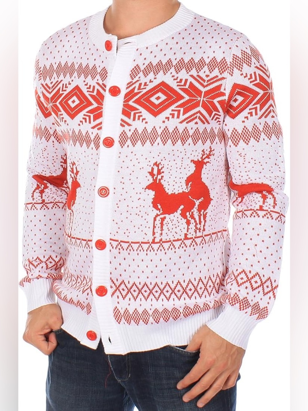 TIPSY ELVES Ugly Christmas Sweater - Reindeer Double Date Cardigan